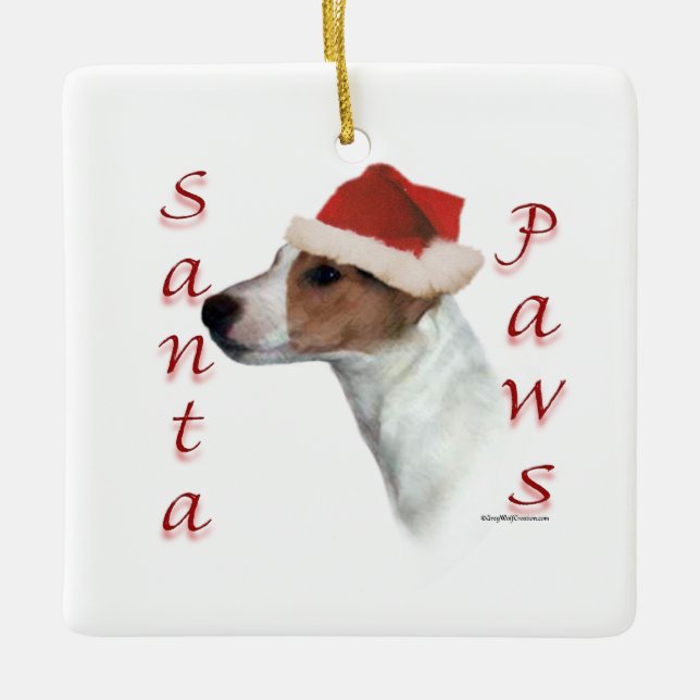 Jack Russell Terrier Santa Paws Ceramic Ornament (Front)