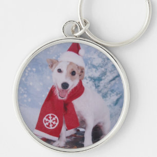 Jack Russell Terrier - santa's helper Key Ring