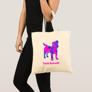 Jack Russell Terrier Silhouette Pink & Blue Tote Bag