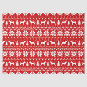 Jack Russell Terrier Silhouettes Christmas Pattern Tissue Paper
