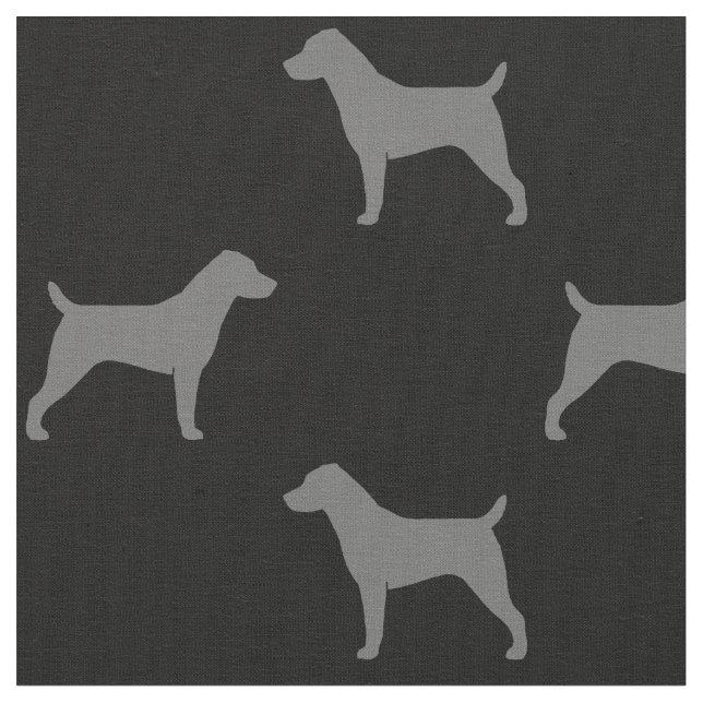 Jack Russell Terrier Silhouettes Grey and Black Fabric (Close Up)