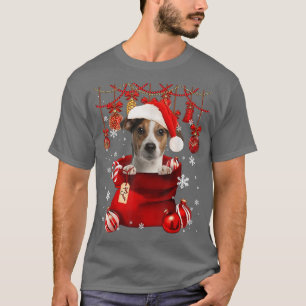 Jack Russell Terrier Snow Ball Dog in Pocket Bag T-Shirt