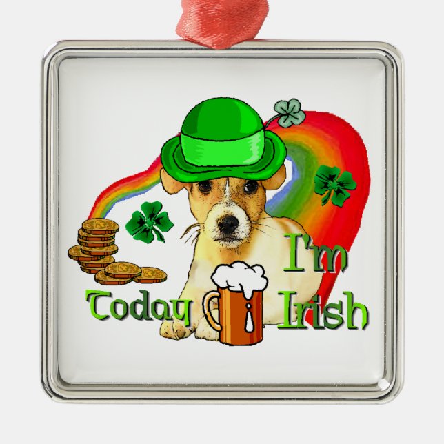 Jack Russell Terrier St Patricks Metal Tree Decoration (Front)