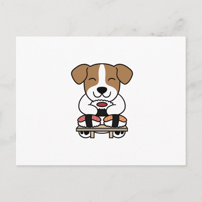 Jack Russell Terrier Sushi Lover Postcard (Front)