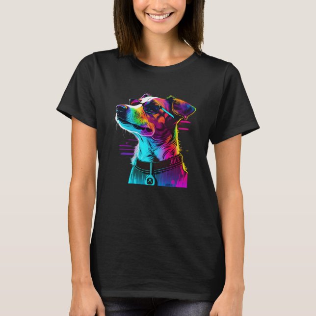 Jack Russell Terrier Synthwave  1 T-Shirt (Front)
