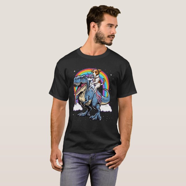 Jack Russell Terrier Unicorn Dinosaur T-Shirt (Front Full)