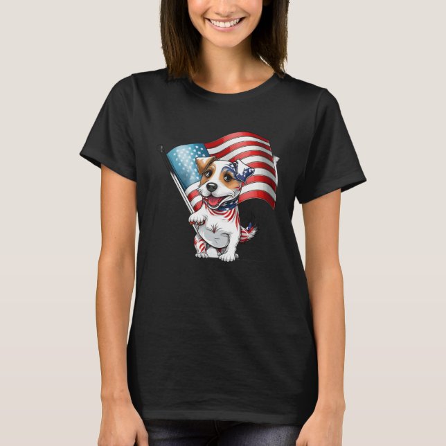 Jack Russell Terrier USA Flag T-Shirt (Front)