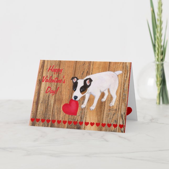 Jack Russell Terrier Valentine Card Wood (Front)