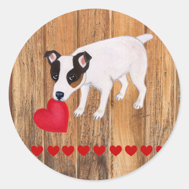 Jack Russell Terrier Valentine Stickers Wood (Front)