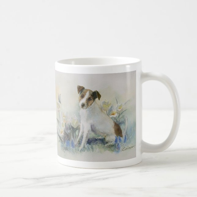 Jack Russell Terrier Watercolor Dog Painting Coffee Mug (Right)
