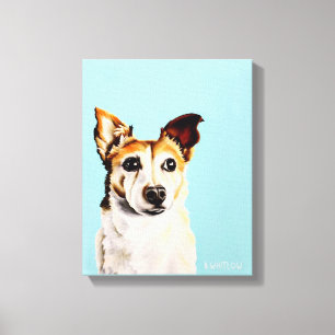 Jack Russell Terrier Whimsical Oil Painting Canvas Print