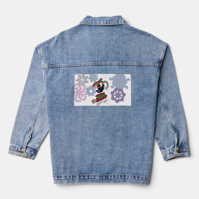 Jack Russell Terrier Winter  Denim Jacket (Back)