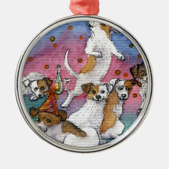 Jack Russell Terriers at a party Metal Tree Decoration (Front)