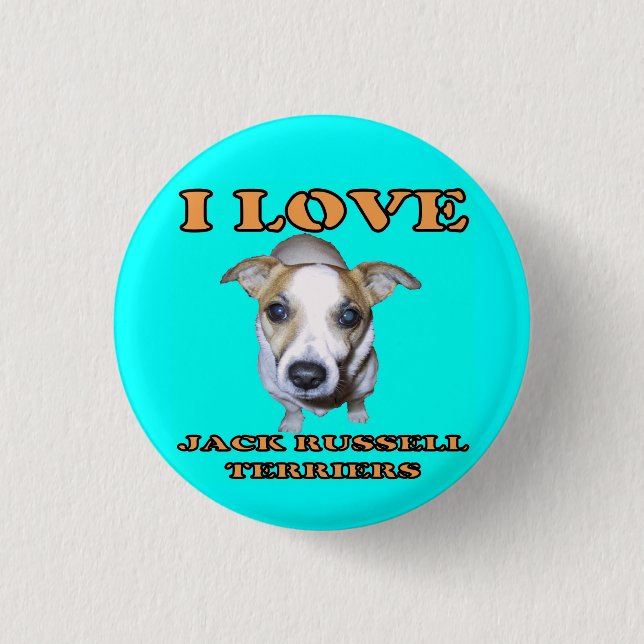 Jack Russell Terriers Button. 3 Cm Round Badge (Front)