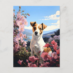 Jack Russell Terrier's Floral Haven Postcard