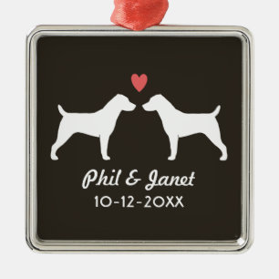 Jack Russell Terriers with Heart and Text Metal Tree Decoration