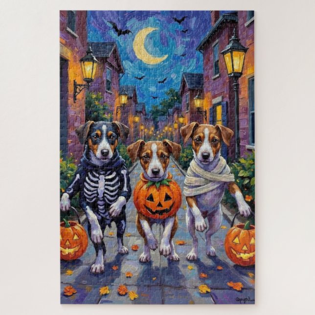 Jack Russell Trick-or-Treating Halloween Costumes Jigsaw Puzzle (Vertical)