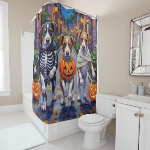 Jack Russell Trick-or-Treating Halloween Costumes Shower Curtain