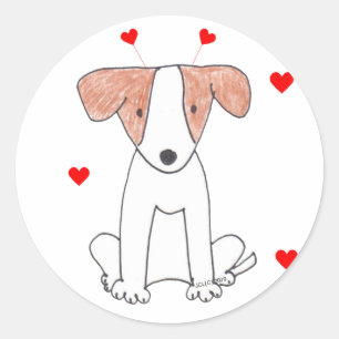 Jack Russell Valentine Ears Classic Round Sticker