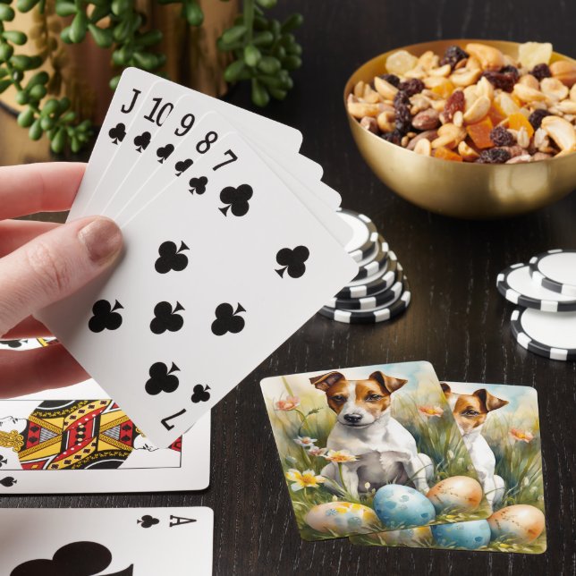 Jack Russell with Easter Eggs Playing Cards (In Situ)