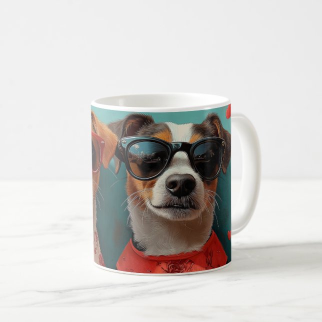 Jack Russell With Heart Roses Valentine's Day Coffee Mug (Front Right)