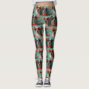 Jack Russell With Heart Roses Valentine's Day Leggings
