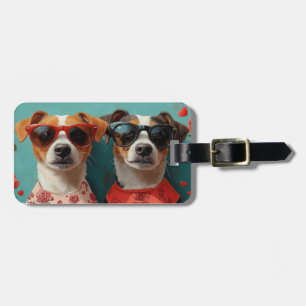 Jack Russell With Heart Roses Valentine's Day Luggage Tag