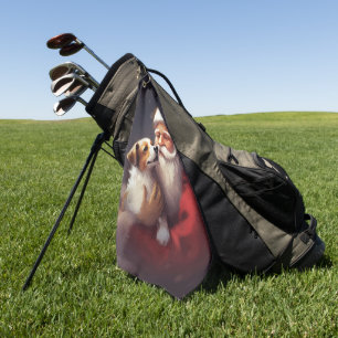 Jack Russell With Santa Claus Festive Christmas Golf Towel