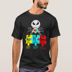 Jack Skeleton Love Heart Puzzle Pieces Autism Peri T-Shirt