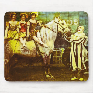 Jack the Clown and the Three Queens Vintage Circus Mouse Mat