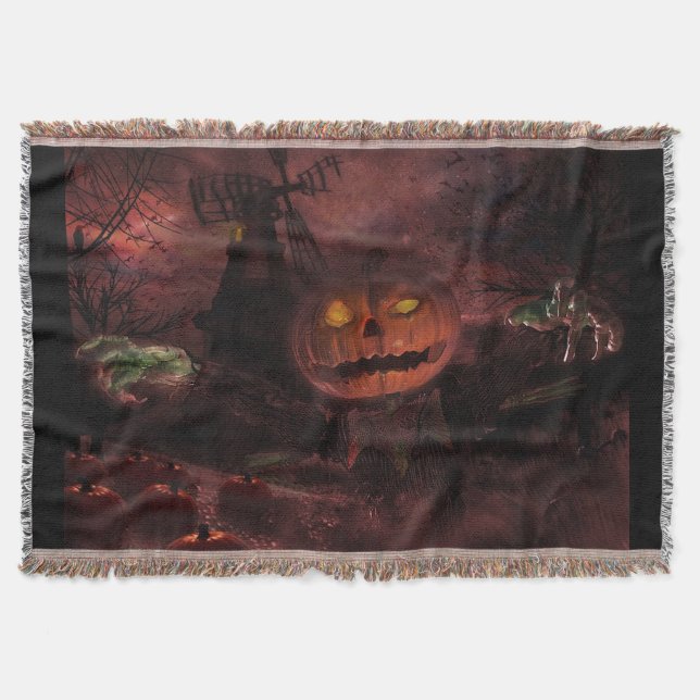 Jack The Pumpkin Scarecrow Throw Blanket (Front)