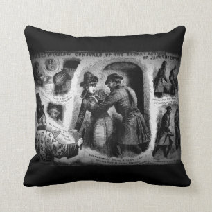 Jack the Ripper Illust Police News  Throw Pillow