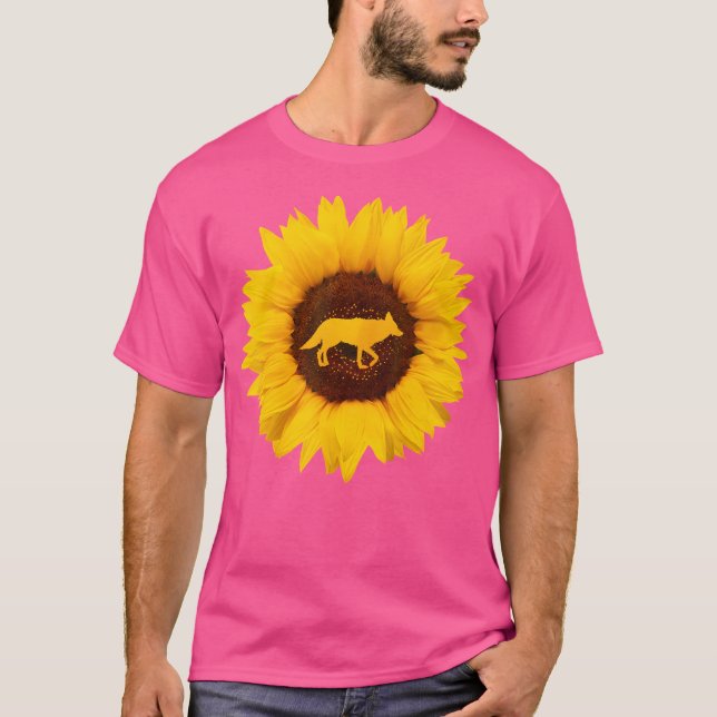 Jackal For Women Men Coyote Wolf Animal Sunflower  T-Shirt (Front)