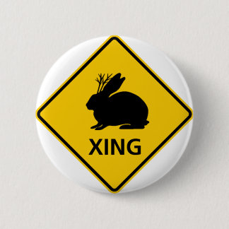 Jackalope Crossing Highway Sign 6 Cm Round Badge