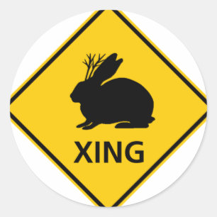 Jackalope Crossing Highway Sign Classic Round Sticker