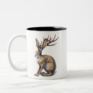 Jackalope Cryptid Animal Two-Tone Coffee Mug