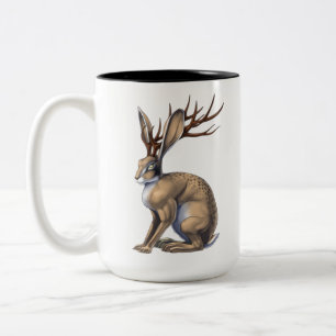 Jackalope Cryptid Animal Two-Tone Coffee Mug