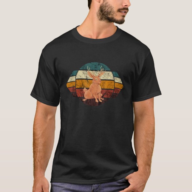 Jackalope Cryptid Rabbit Retro Jackrabbit Cryptozo T-Shirt (Front)
