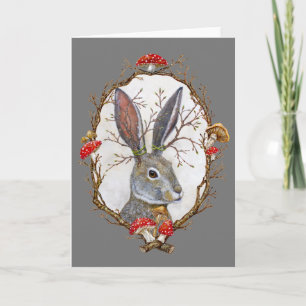 Jackalope in woodland border card