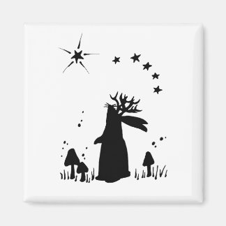 Jackalope Night - B&W Magnet