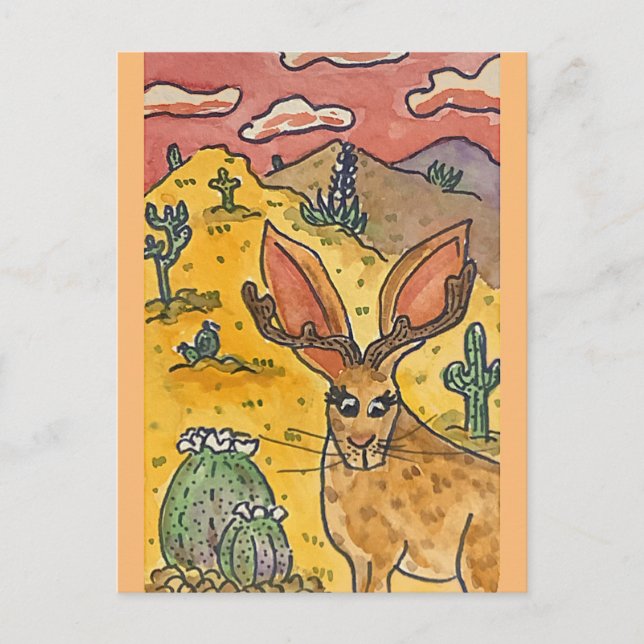 Jackalope, Original Art Parody Postcard (Front)