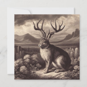 Jackalope Vintage Illustration Flat Greeting Card