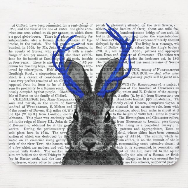 Jackalope with Blue Antlers Mouse Mat (Front)