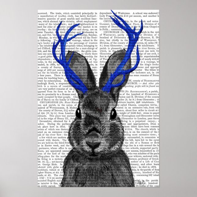 Jackalope with Blue Antlers Poster (Front)