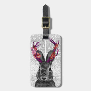 Jackalope with Pink Antlers Luggage Tag