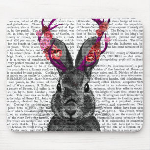 Jackalope with Pink Antlers Mouse Mat