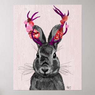 Jackalope with Pink Antlers Poster