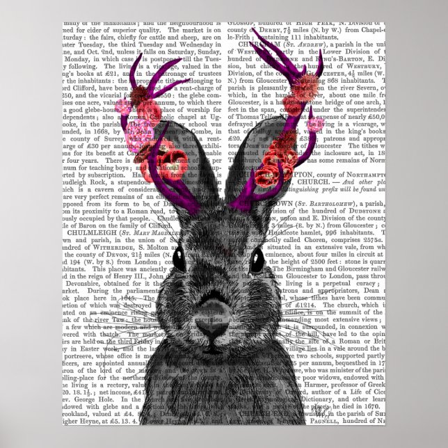 Jackalope with Pink Antlers Poster (Front)