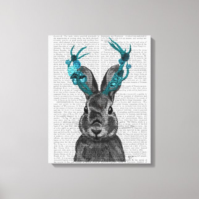 Jackalope with Turquoise Antlers Canvas Print (Front)