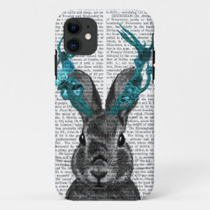Jackalope with Turquoise Antlers iPhone 11 Case